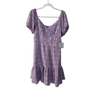Laundry Womens 4 Purple Floral Ruffle Puff Sleeve Mini Dress Swiftie Lover era